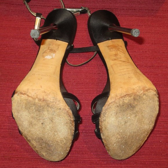 DSQUARED2 Black Satin Metal High Heel Platform Sandals - Picture 10 of 10